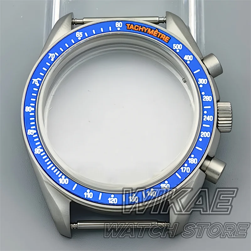 New 40mm VK63 Titanium Watch Case Blue Green Black Silver Red Insert With Coated Glass For VK63 Quartz Chronograph Movement Part