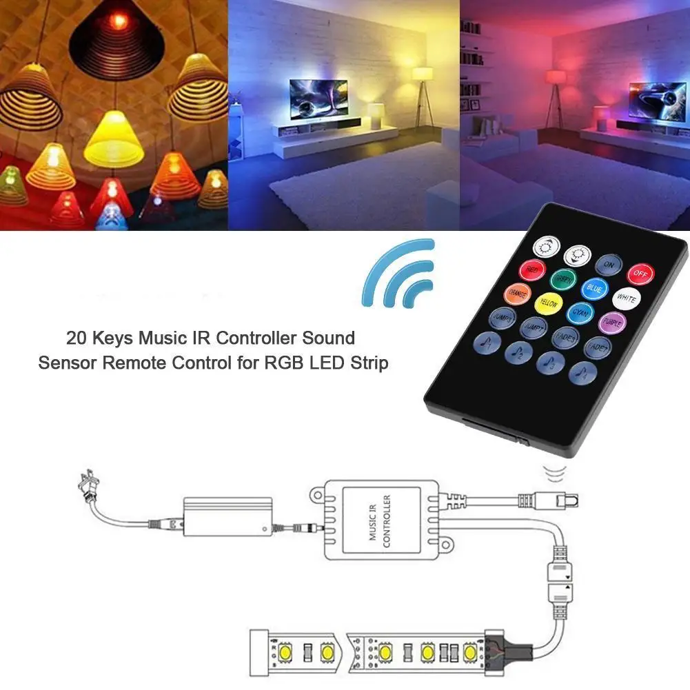 20 Keys Music Voice IR Controller for LED Lamp Box Sound Sensor Remote Control for RGB LED Strip Lighting Accessories