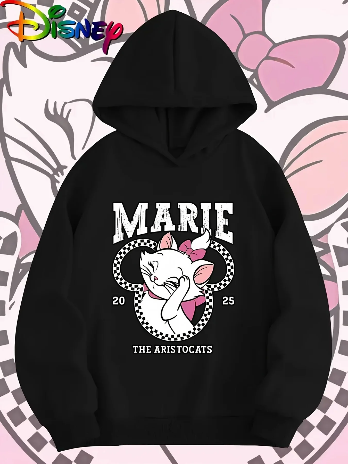 هوديي ديزني - بلوفر بنمط ماري من The Aristocats، للرجال والنساء باللون الأسود للخريف/الشتاء