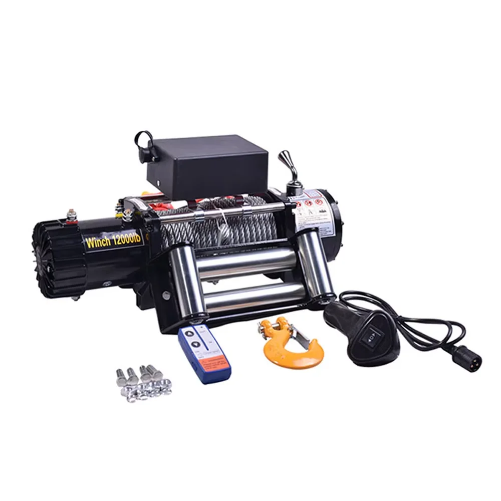 Hot Sale 12V/24V 12000LBS Off-Road Electric Winch, Vehicle Self Rescue Traction Crane for ATV SUV Truck Car