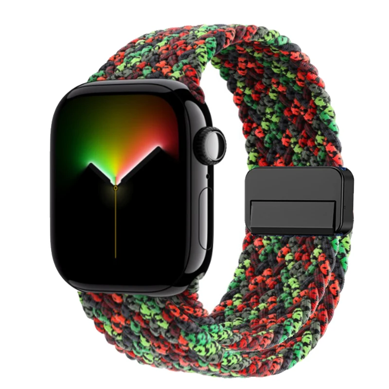 Bracelet noir Unity pour Apple Watch, 44mm, 40mm, 45mm, 46mm, 42, 41mm, bracelet tressé magnétique, iWatch série 10, 11, ultra 3, se, 8, 9