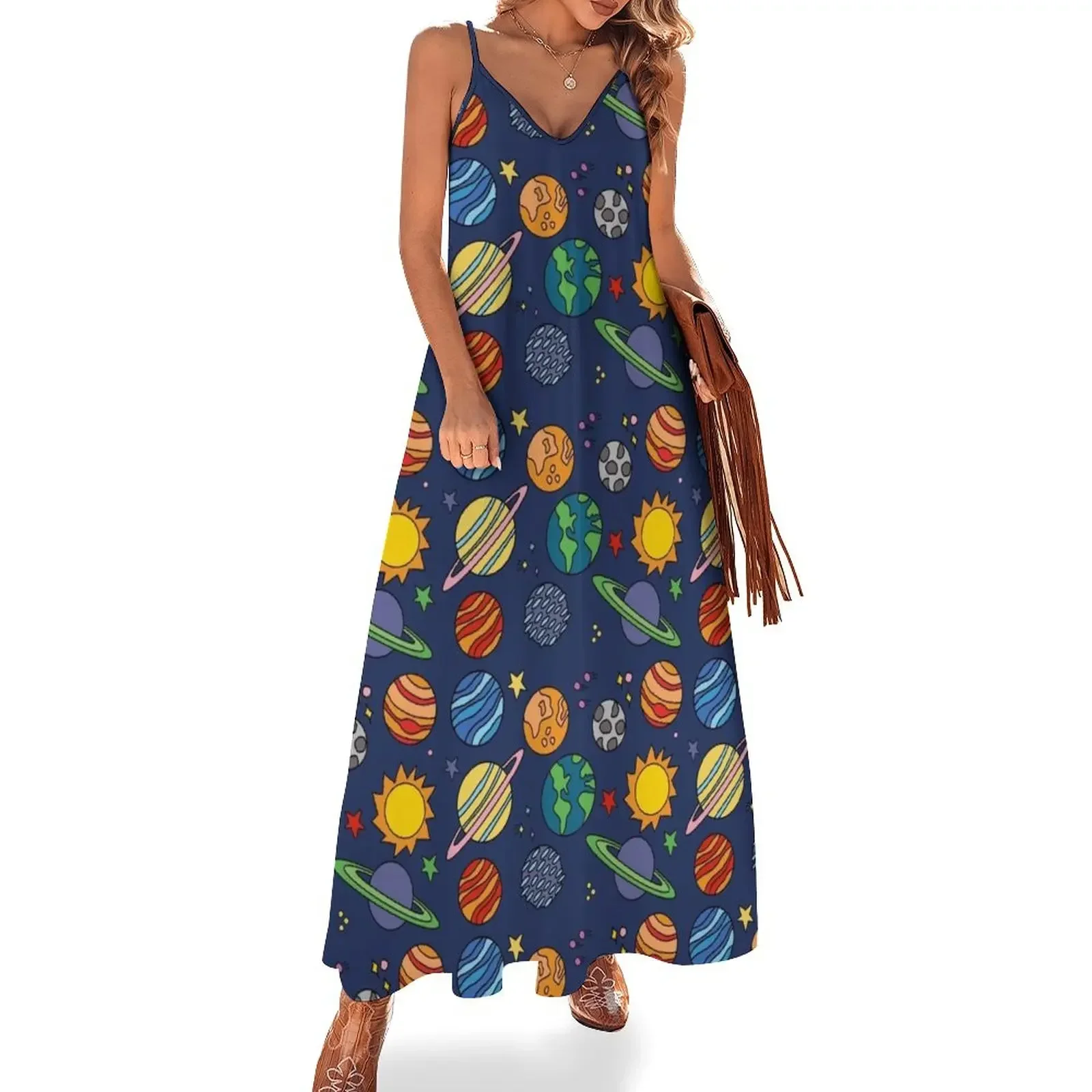 Planet Print | Space | Earth | Astronomy Science Sleeveless Dress birthday dresses for women elegant guest wedding dress Dress