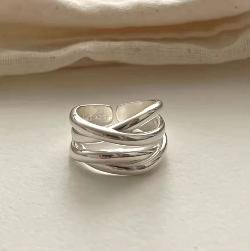 PANJBJ Echt 925 Sterling Silber Retro Runde Ring Für 2 Rigns Frauen Kette Vintage Edlen Schmuck Minimalistischen Zubehör Geschenk