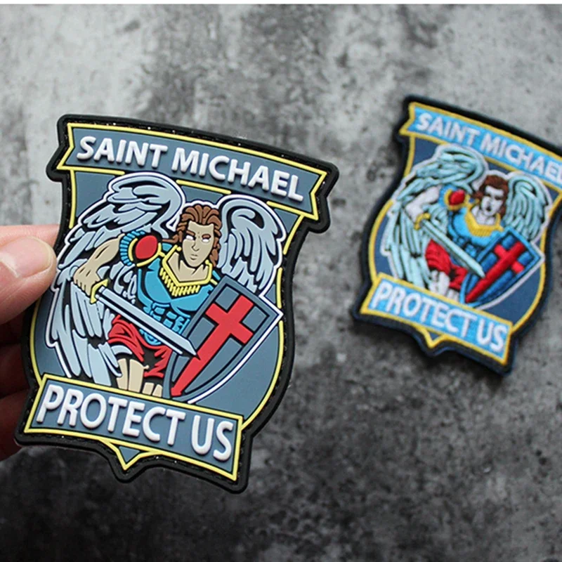 3D PVC Embroidered Armband Morale Stickers Saint Michael Uses Archangel Reflective Hook and Loop Patches, Tactical Badges