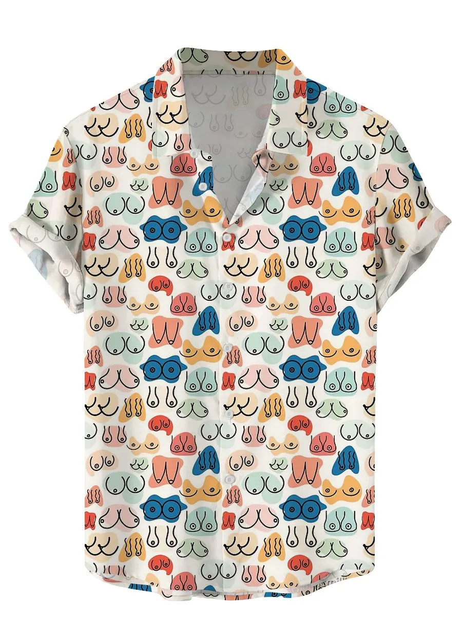 Men's Shirt Short Sleeved 3D Printed Art Pattern Shirt Street Top Loose Hawaiian Casual T-shirt