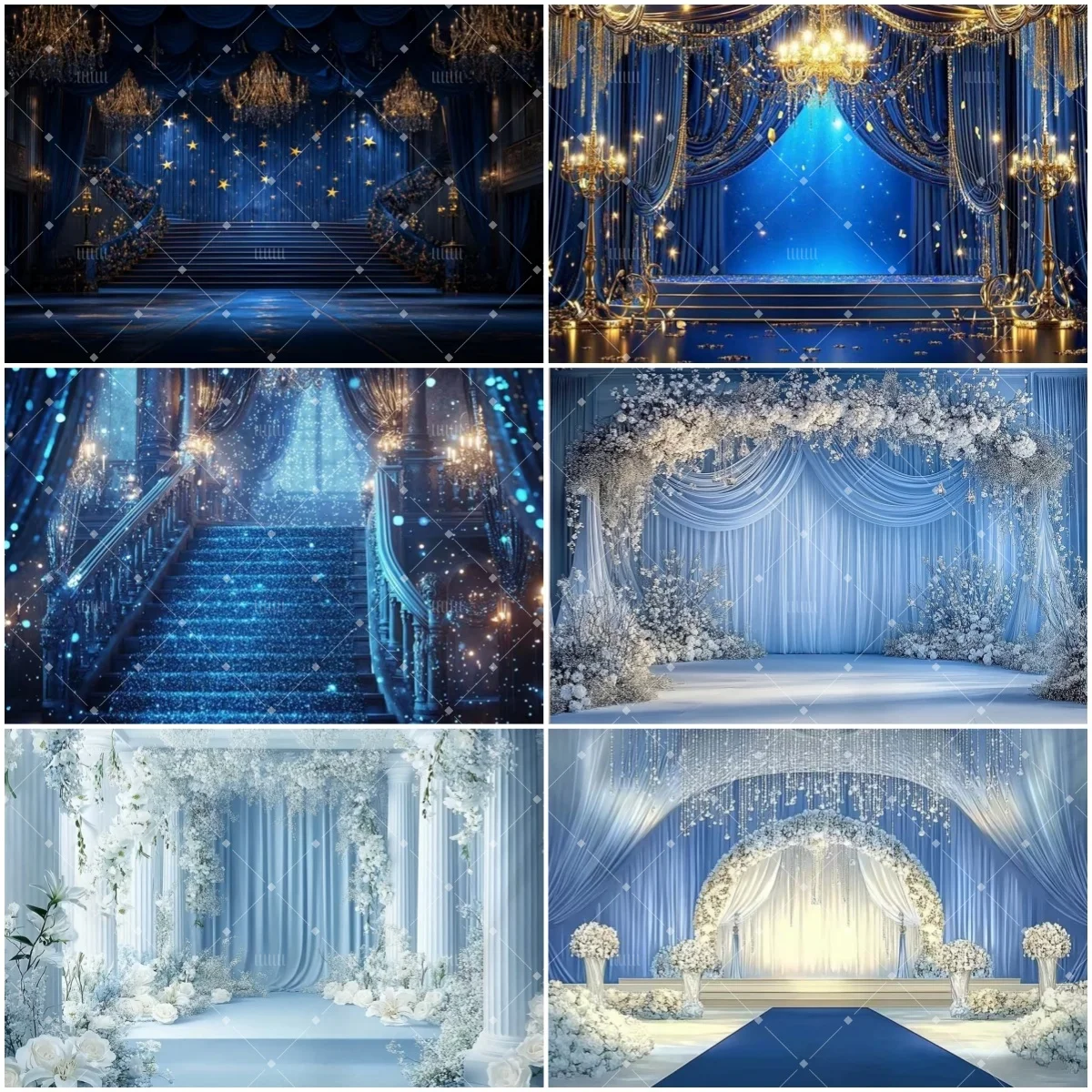 

Blue Wedding Theme Decoration Backdrop Supplies Flower Butterfly Arched Photography Background Adult Baby Shower Kid Shoot Prop