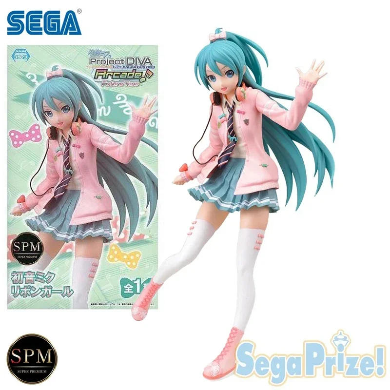 SEGA SPM Hatsune Miku Project DIVA Arcade Future Tone Ribbon Girl PVC Anime Action Figures and , 23 Centimeters, In Stock