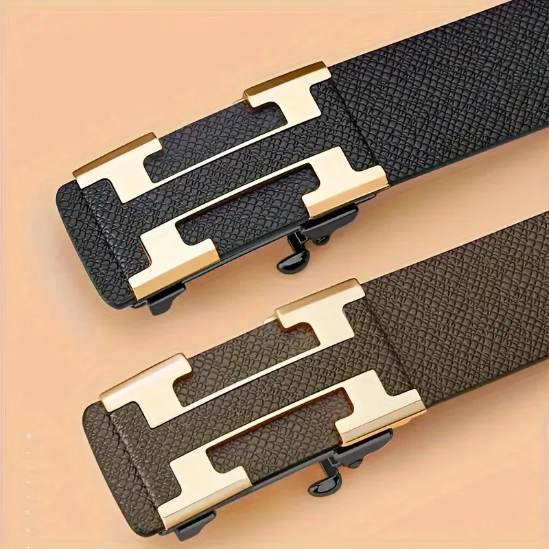 2025 NUOVE cinture con fibbia automatica, cinture non porose abbottonate, cinture da lavoro, cinture alla moda per giovani e di mezza età.