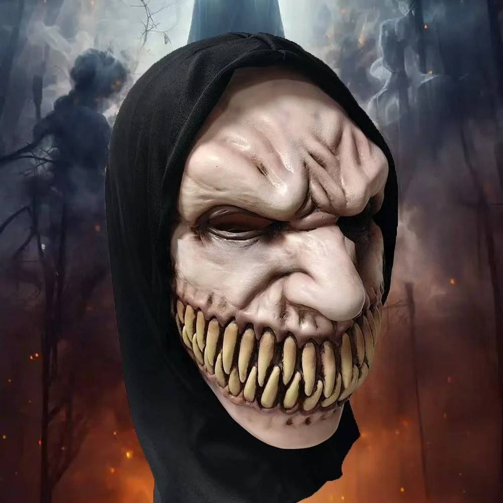 

Grinning Devil Mask Latex Mask Head Cover Scary Haunted House Prank Halloween Party Cosplay Costume Props Accessories