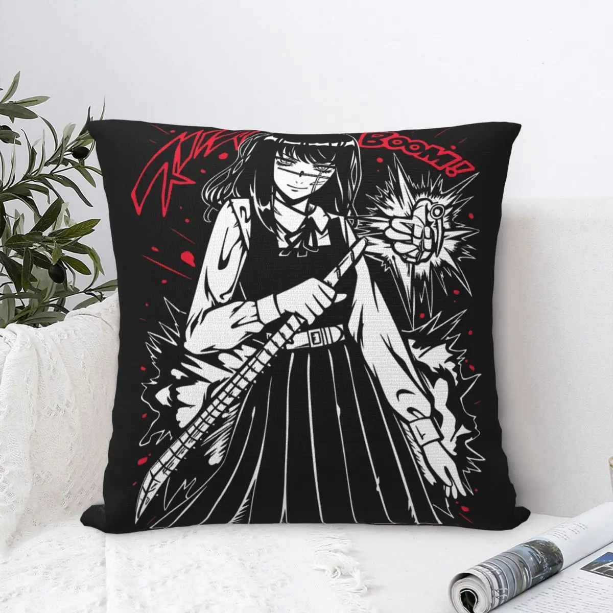 Yoru Chainsaw Man War Devil Square Pillow Covers Polyester Couch Makima Reze Cushion Cover Cool Decorative Pillow Cover 40*40
