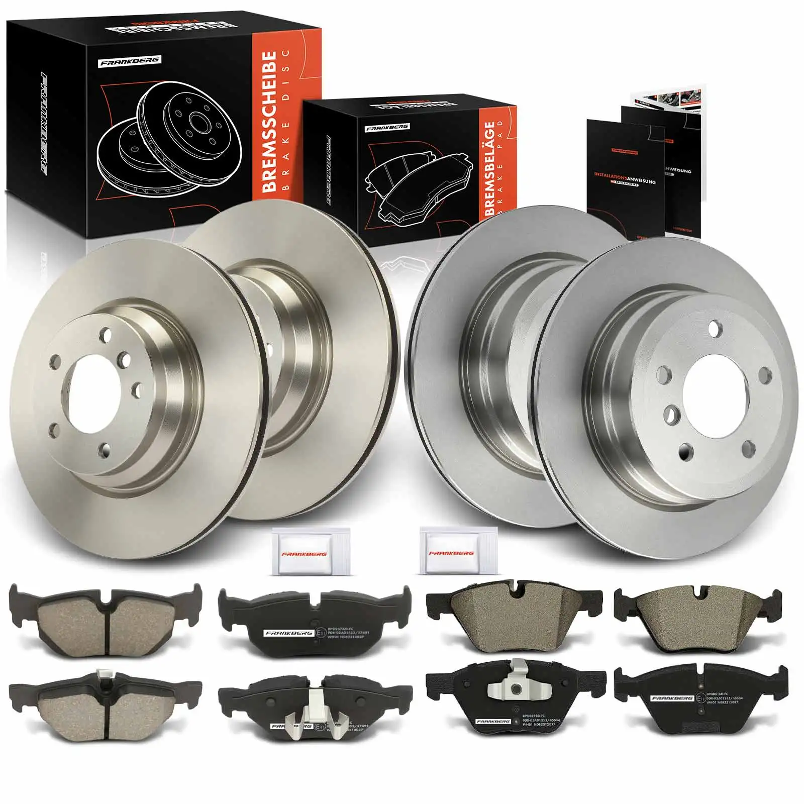 Frankberg 4x Disques de frein + 8x Plaquettes de frein Essieu avant et arrière pour BMW Série 1 E81 2005-2011 34216790761 34216767150