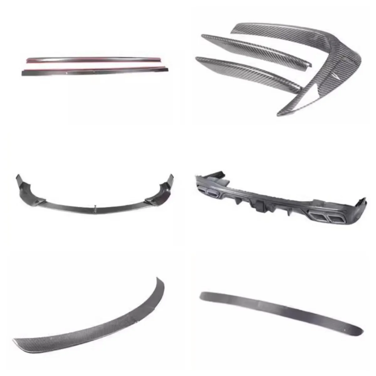 Carbon fiber Front Rear lip Side skirt Tail wing Top wing Wind knife for Mercedes-Benz S-class S450 modified Car Accessories