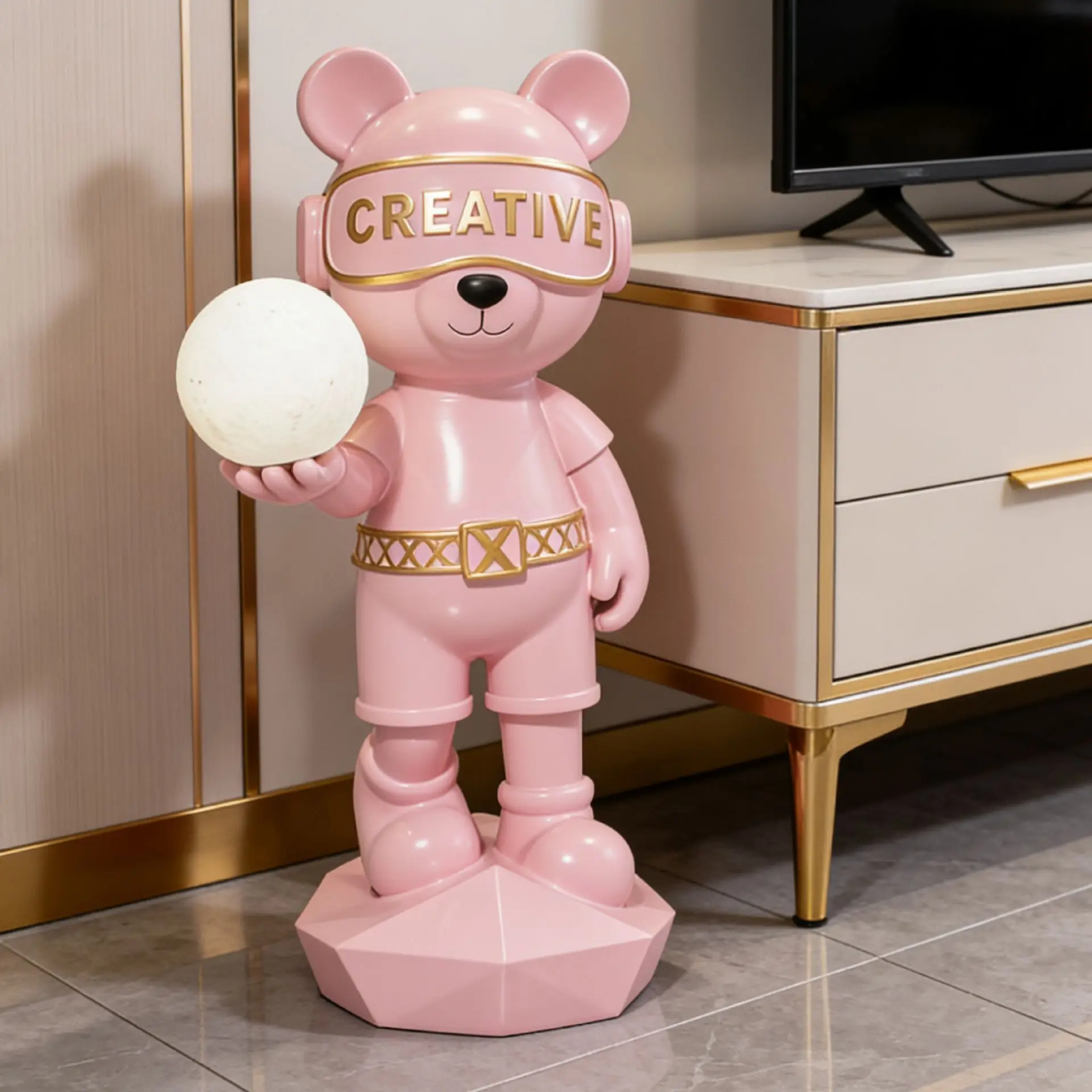 Light Luxury Cartoon Piggy Bank, Large Floor Standing Decor Ornament for Minimalist TV Cabinet in Living Room