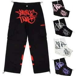 Minus zwei y2k Mode Street Hose schwarz mehrere Taschen Cargo hose Männer Frauen hohe Taille gerade Jogger Baggy Sport hose