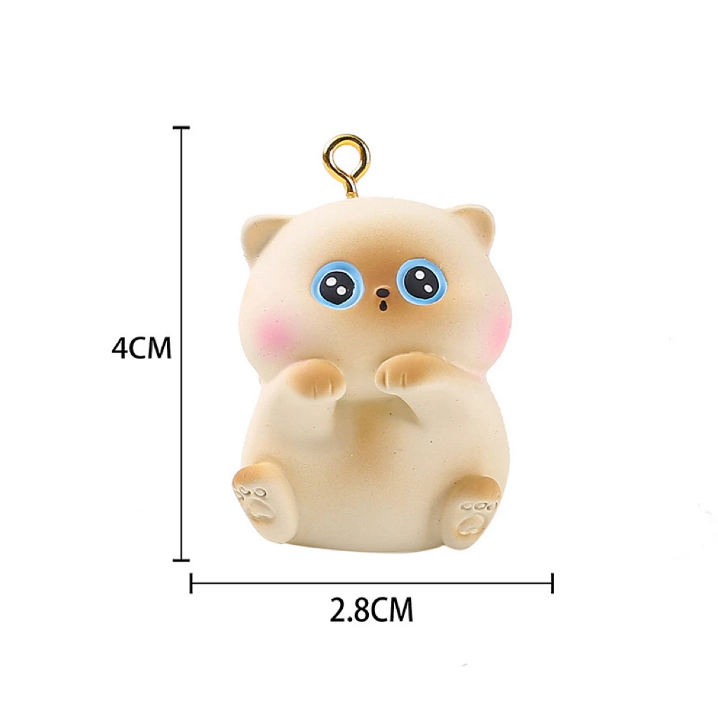 2PCS Cartoon resin animal charms simpatico gatto ciondolo per fare gioielli fai da te portachiavi zaino catene accessori