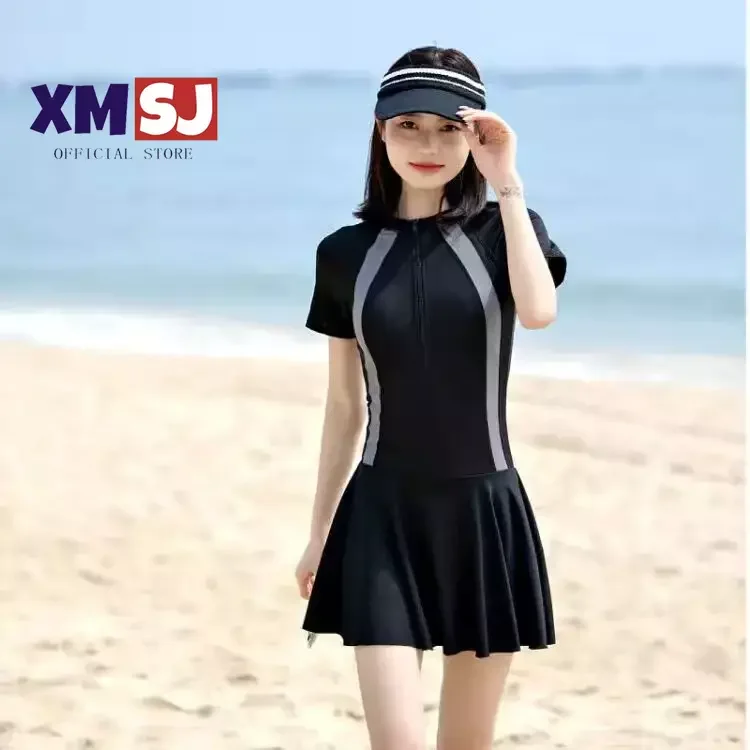 

New Popular 2024 Swimwear Women's One Piece Skirt Style Professional Sports Fashion Hot Springs Covering the Belly and Slimming