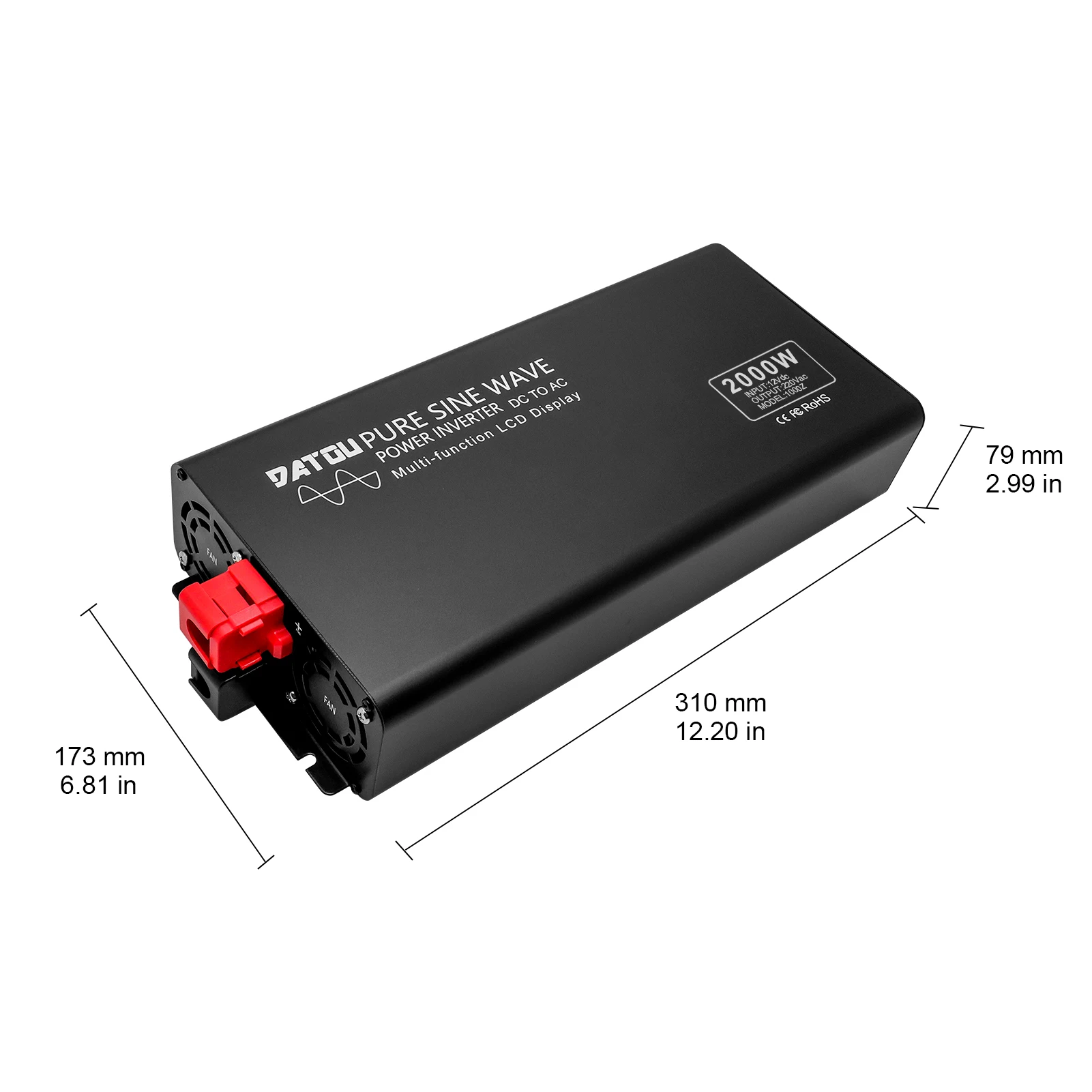 DATOUBOSS Pure Sine Wave Inverter 2000W DC 12V 24V 36V 48V 60V 72V to AC 220V 240V Ship Car RV Modified Vehicle Inverter