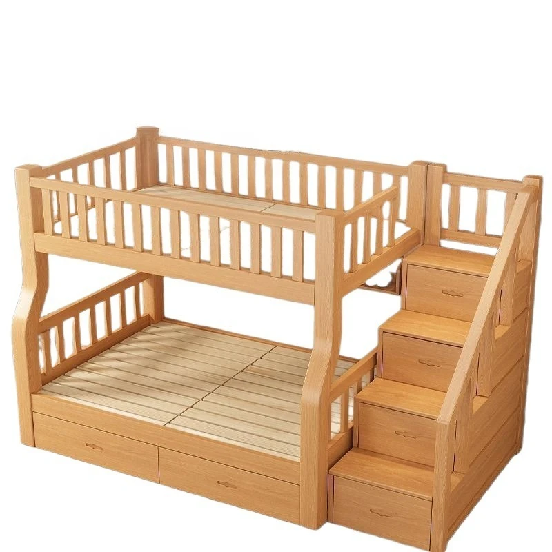 Oak solid wood bunk bed thickened children's bed 2 floors upper and lower bunk for adult children at home