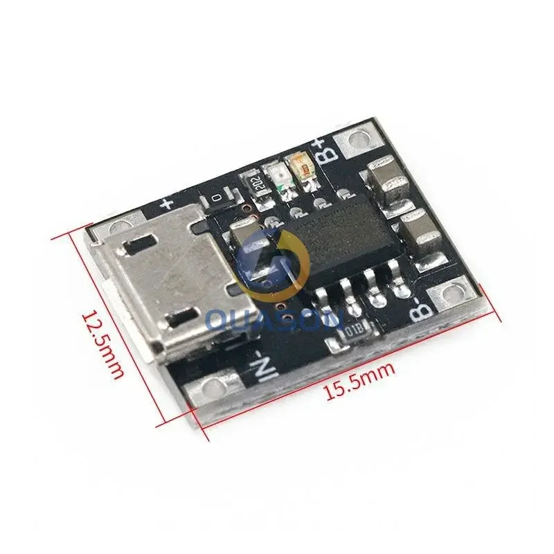 Módulo de cargador de batería de litio de una sola celda, placa de fuente de alimentación Micro USB, 1A, 5V-6V, 4,2 V, TC4056, TC4056A, 10 piezas