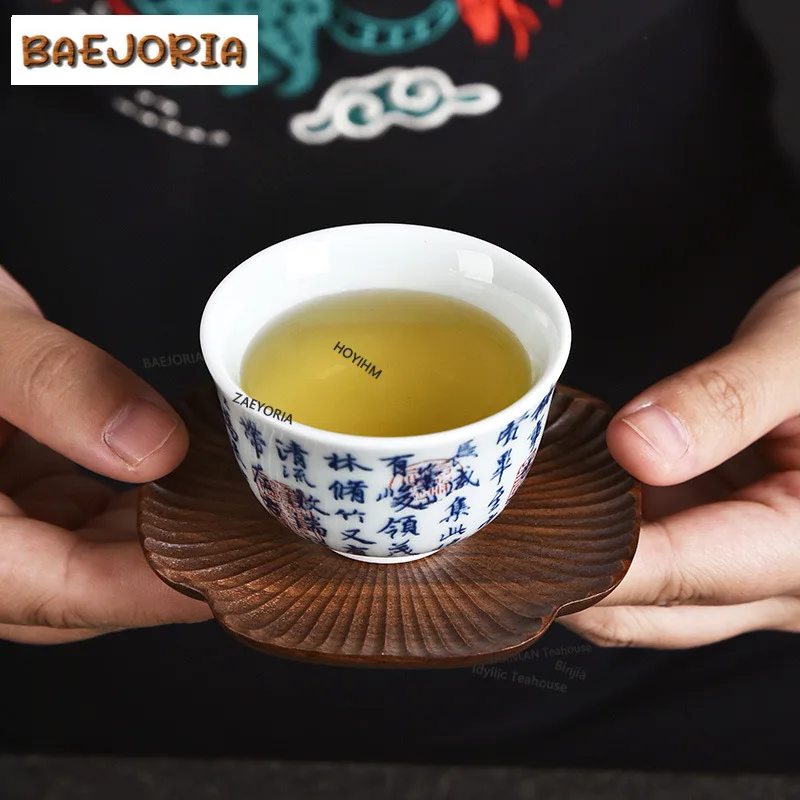 BAEJORIA 1/6pc Handamde Walnut Wood Coasters Creative For Coffee Cups Household Anti-scald Placemats Tieguanyin Chinese Teaset
