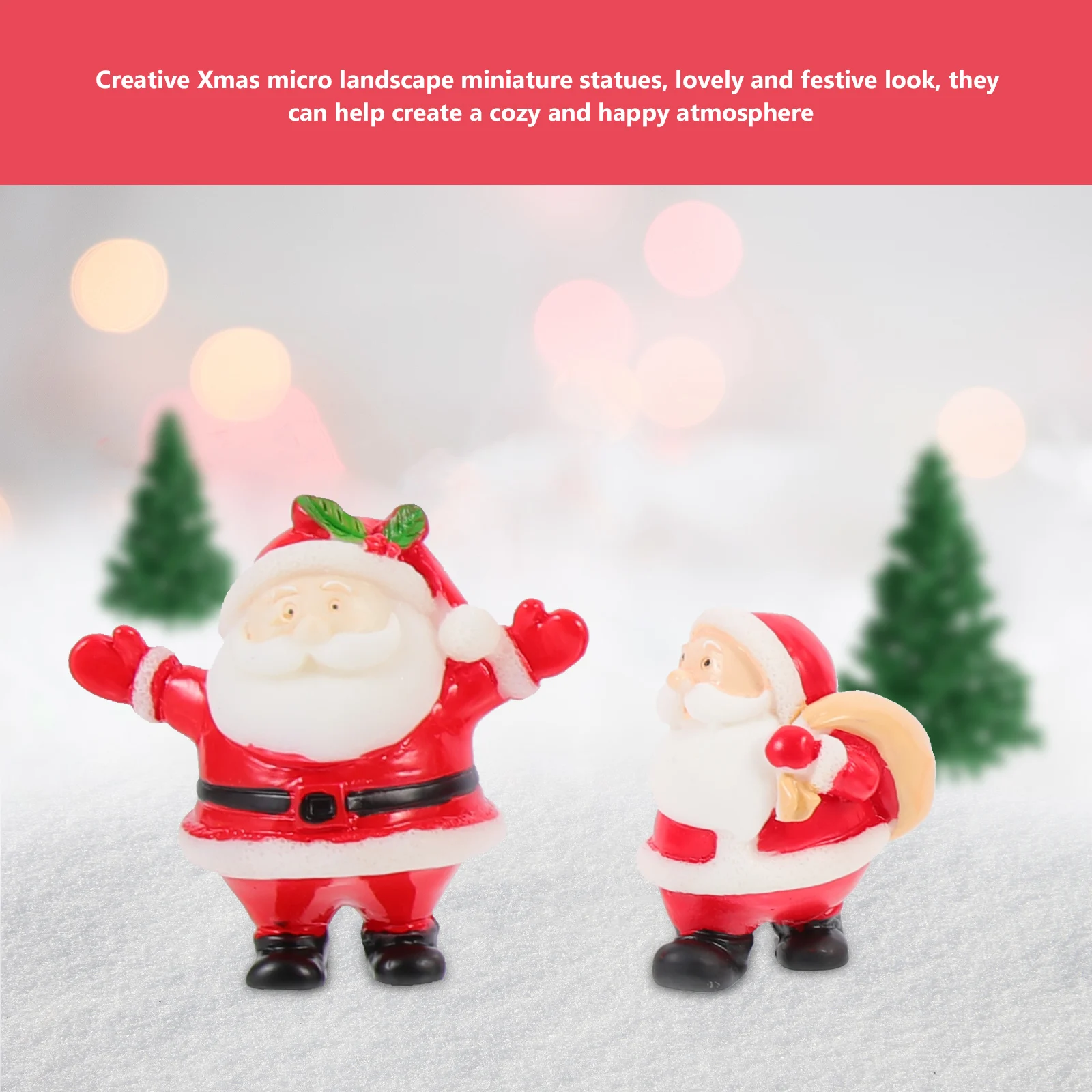 

12 Pcs Santa Claus Ornament Resin Mini Figures Decorative Miniatures for Crafts Christmas Decoration s Small