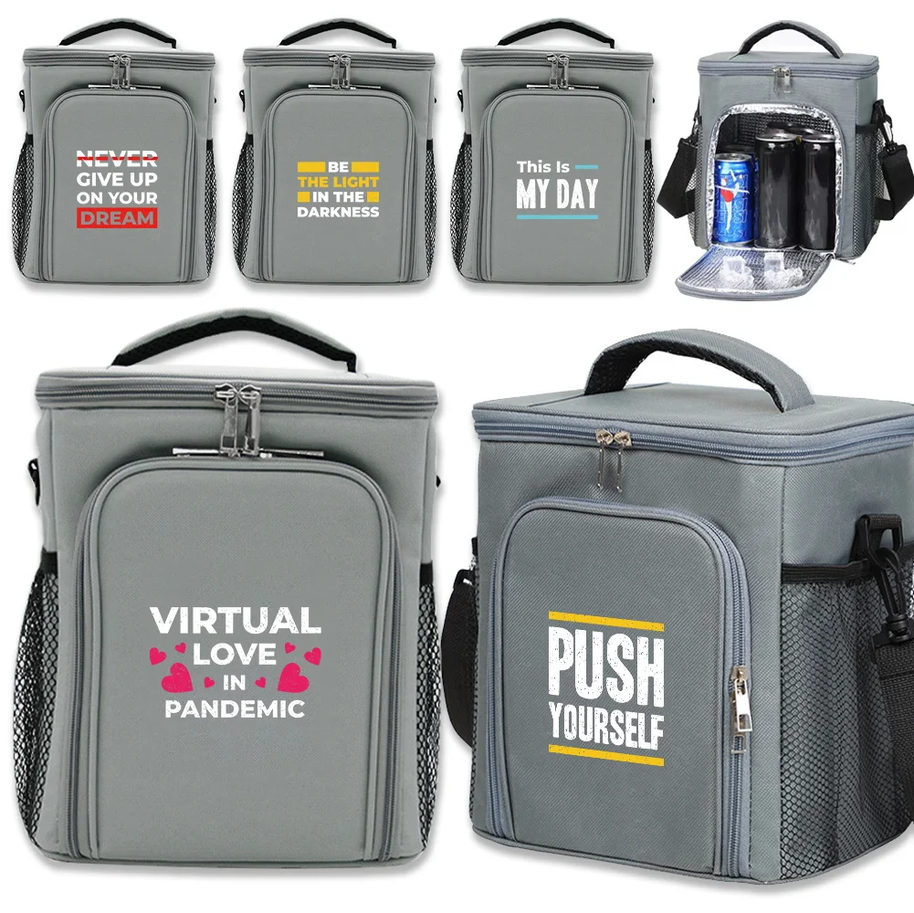 

Ice Pack Outdoor Camping and Picnic Organizer Box Fresh Food Delivery Container Phrase Printing Series Refrigerator Bag