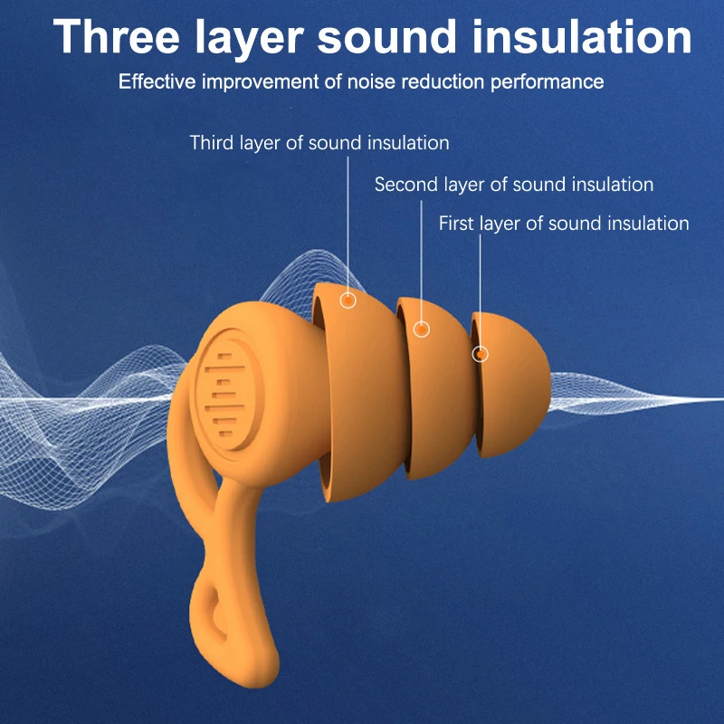 3 Layers Ear Plugs For Sleep Noise Reduction And Muting Silicone Earplugs Reusable Hearing Protection Sound Blocking Earplugs