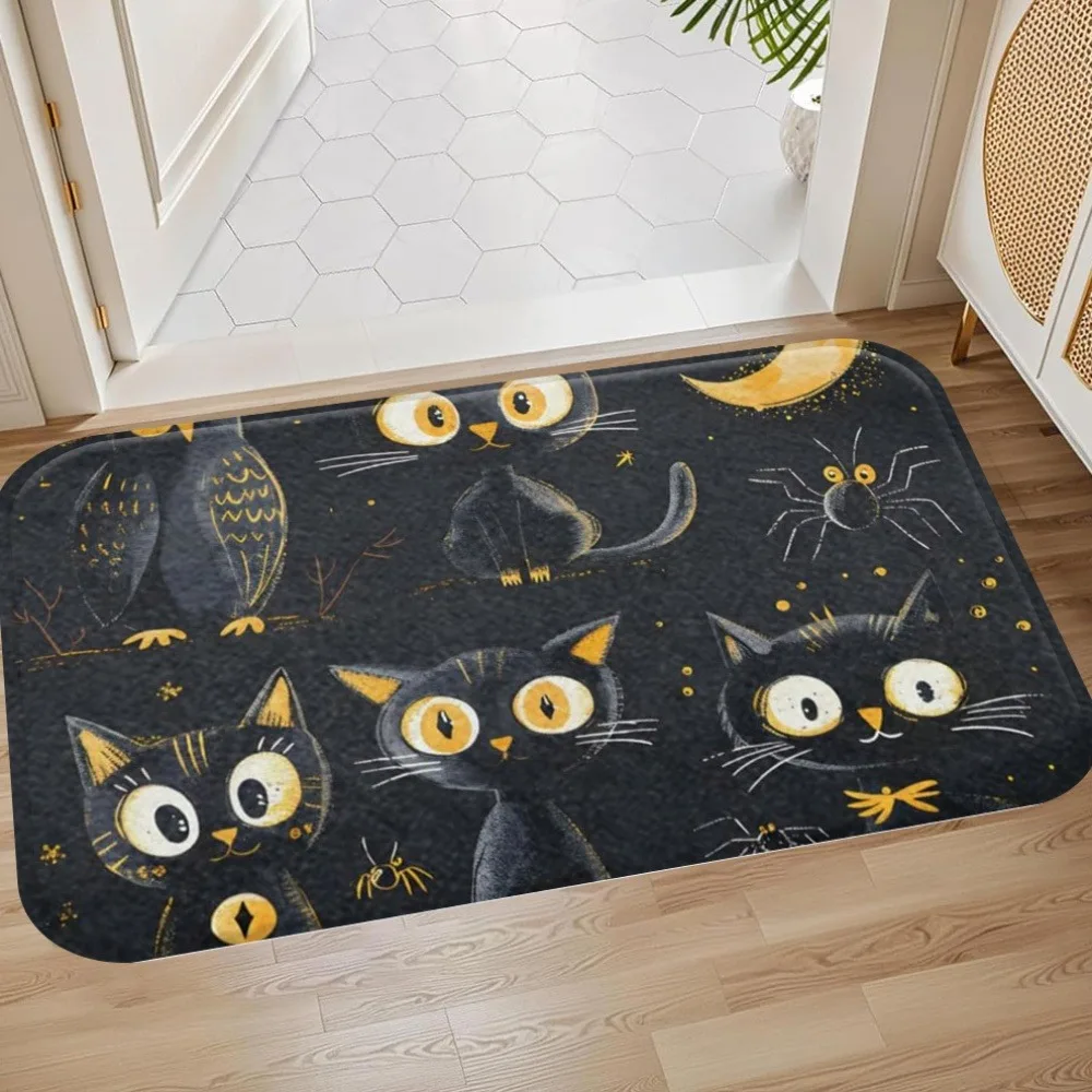 

1PC Halloween Pattern Kitchen Rug Non-Slip Door Mat Pop design Bathroom Rug Bath Mat Carpet for Home Sink Laundry Decor