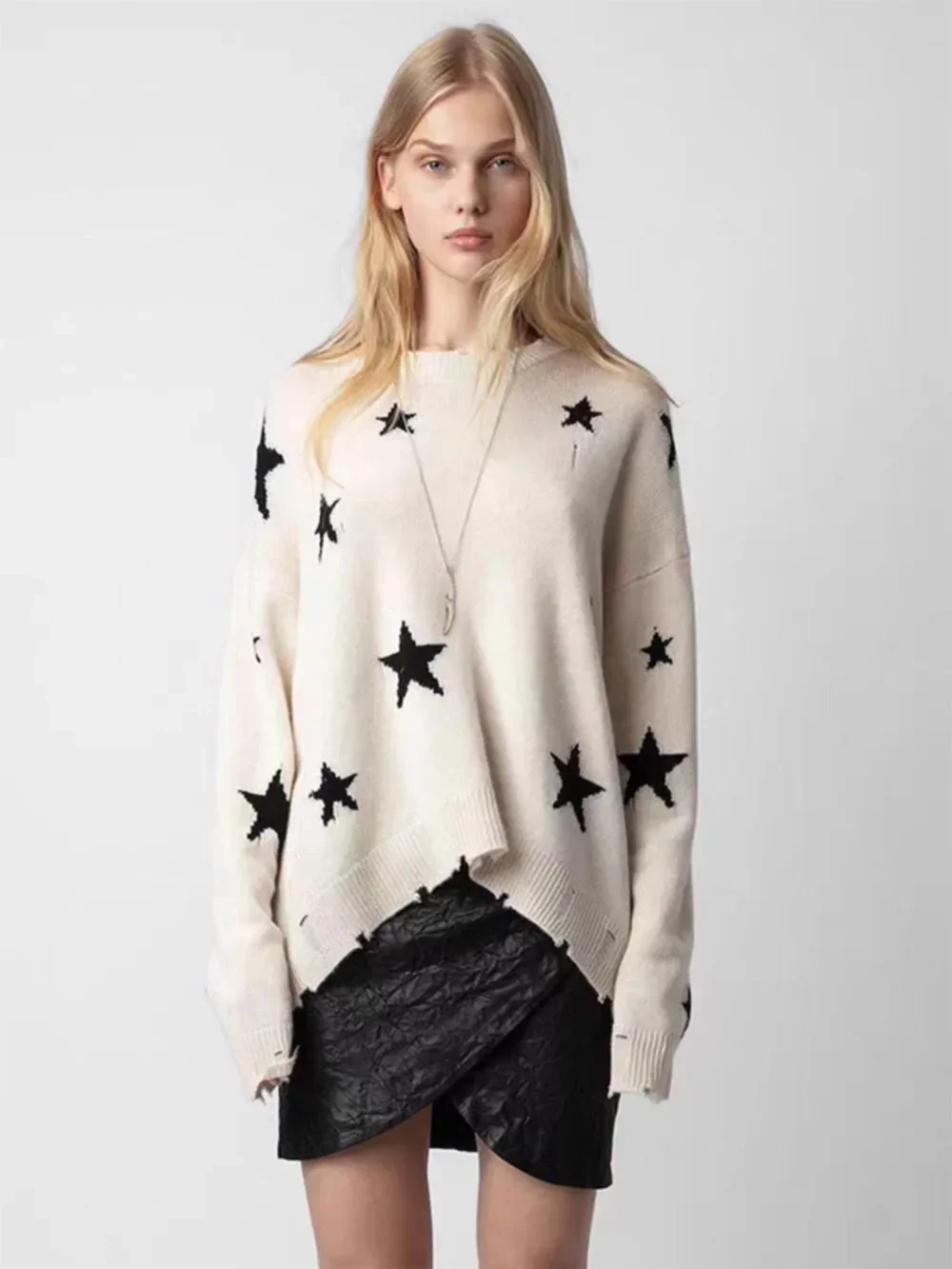 European and American high-quality light luxury oversized women's knitted sweaters autumn and winter warm pullovers