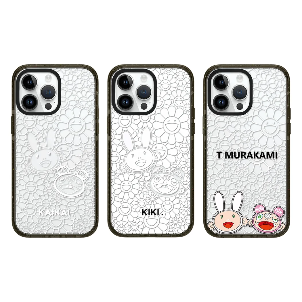 

Cartoon Flowers 2.0 Acrylic Black Border Magnetic Phone Case Cover for IPhone 16 15 14 13 12 Pro Max Case