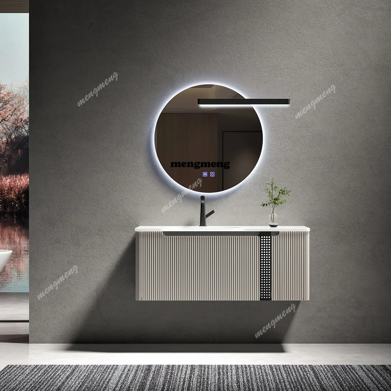 New design Bathroom smart bathroom cabinet light luxury simple wind cream wind combination wash basin