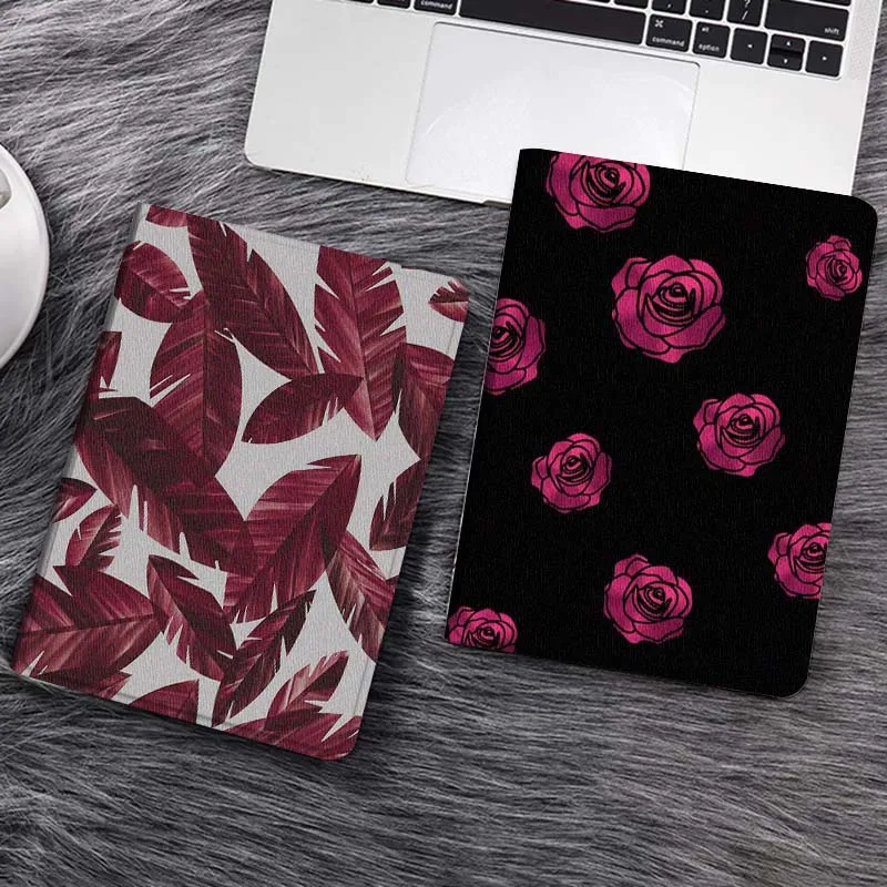 

Red Palm Leaf Pattern Tablet Case For Samsung Tab Galaxy S6 S11 A A7 A8 A9 A11 10.1 10.4 10.5 Plus Lite Gift