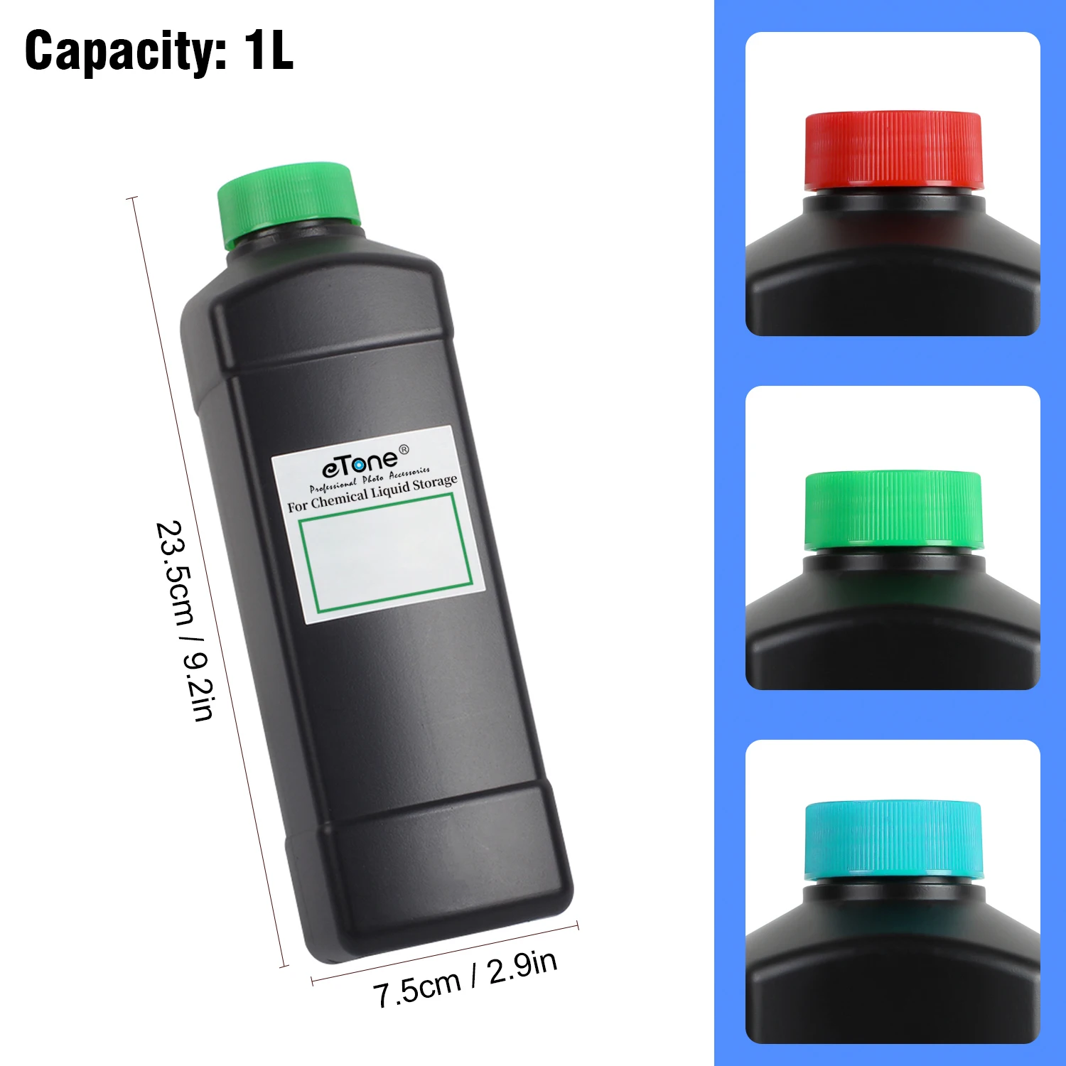 eTone 1000ml Negatives Film Developer Storage Bottles Chemical Liquid Container Darkroom 135 120 4x5 Film Developing Supplies