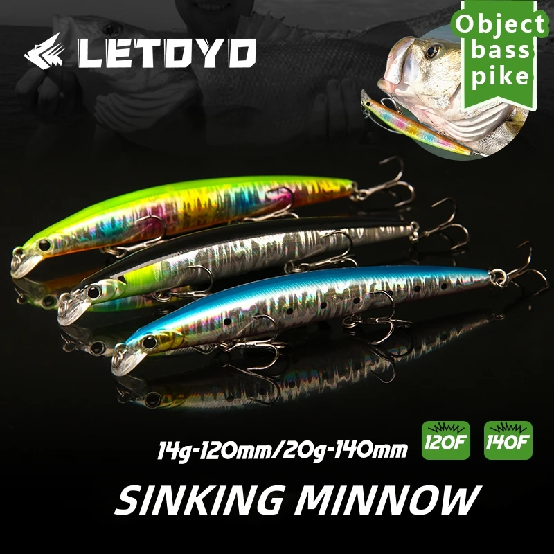 LETOYO 120mm 140mm Sinking Jerkbait Minnow Wobbler Artificial bait fishing lures freshwater For Bass Pike