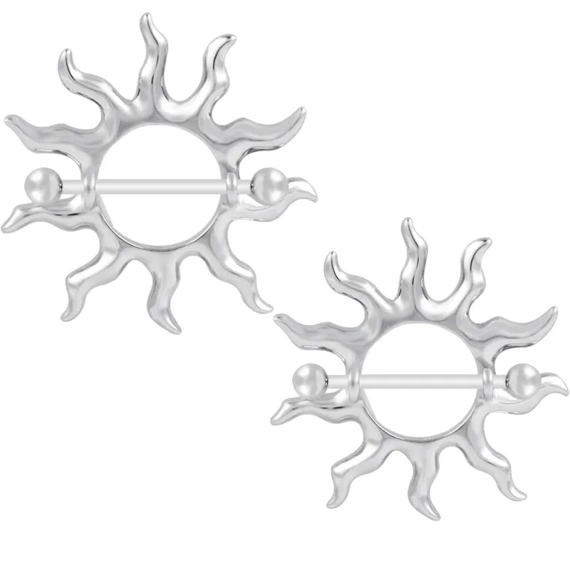 Anneaux de mamelon couleur argent pour femmes, Sexy, en acier inoxydable, tournesol, lait, Brest, bijoux de perçage pour le corps