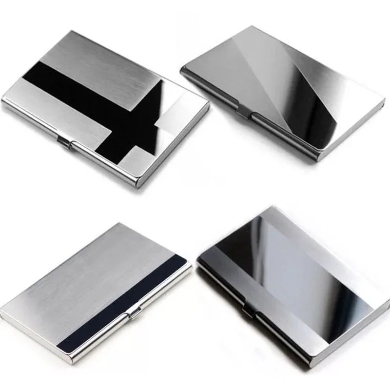 Fashion Card Holder Stainless Steel Silver Aluminium Credit Card Case Women Wallets Men ID Card Box Business Card Organizer