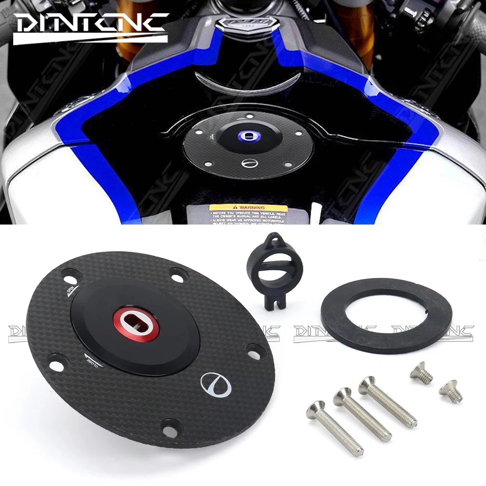 Carbon Fiber For YAMAHA YZF-R1 R1M YZF R7 R6 R15M Quick Release Anti-Theft Lock Cover Fuel Tank Cap Kit Track Sports Accessories