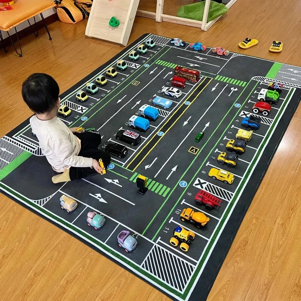 Komplexer Rennstrecke für Kinder, Multi-Loop-Autospielmatte, Kinderspielzimmer, pädagogischer Verkehrsteppich – Detail 6