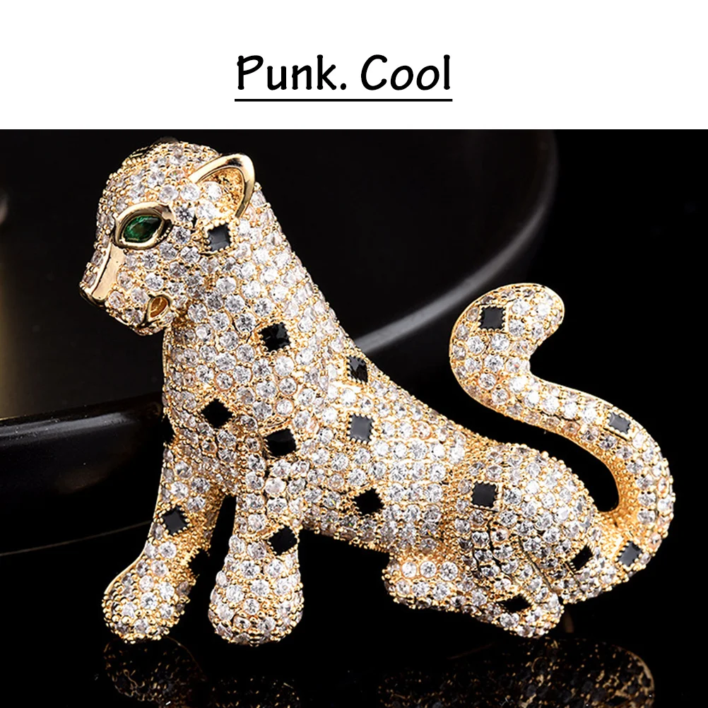 

Leopard Brooch Golden Alloy Durable Stylish Creative Funny Decoration for Clothes Bags Women Fashion Brooch Leopard Unique