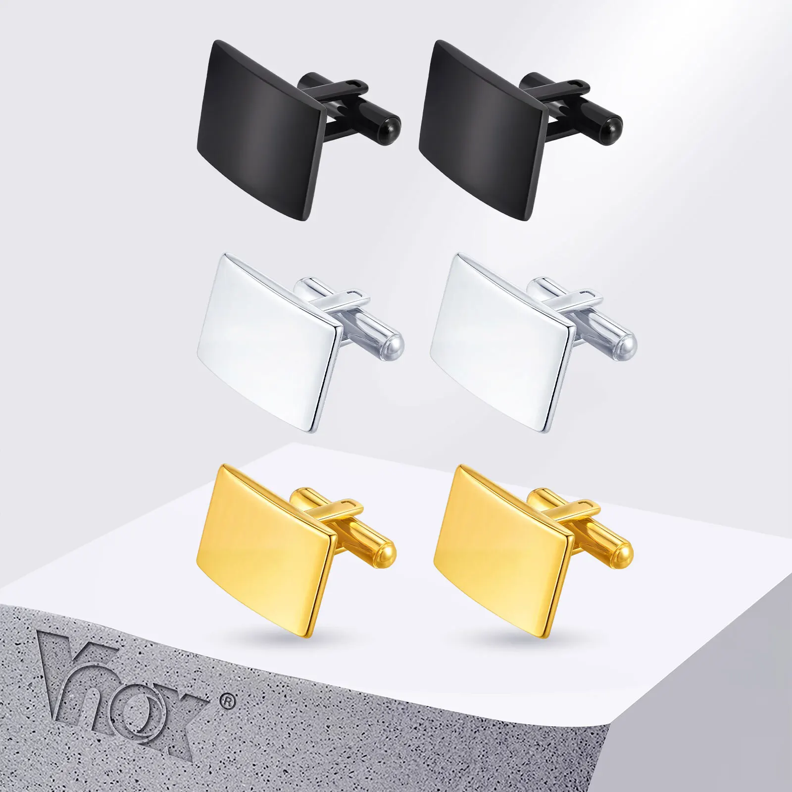 

Vnox Gold Sliver Color Stainless Steel Cufflink for Men Wedding Jewelry Shirt Blazer Cuff Button Clip Gentleman Fashion Gift New