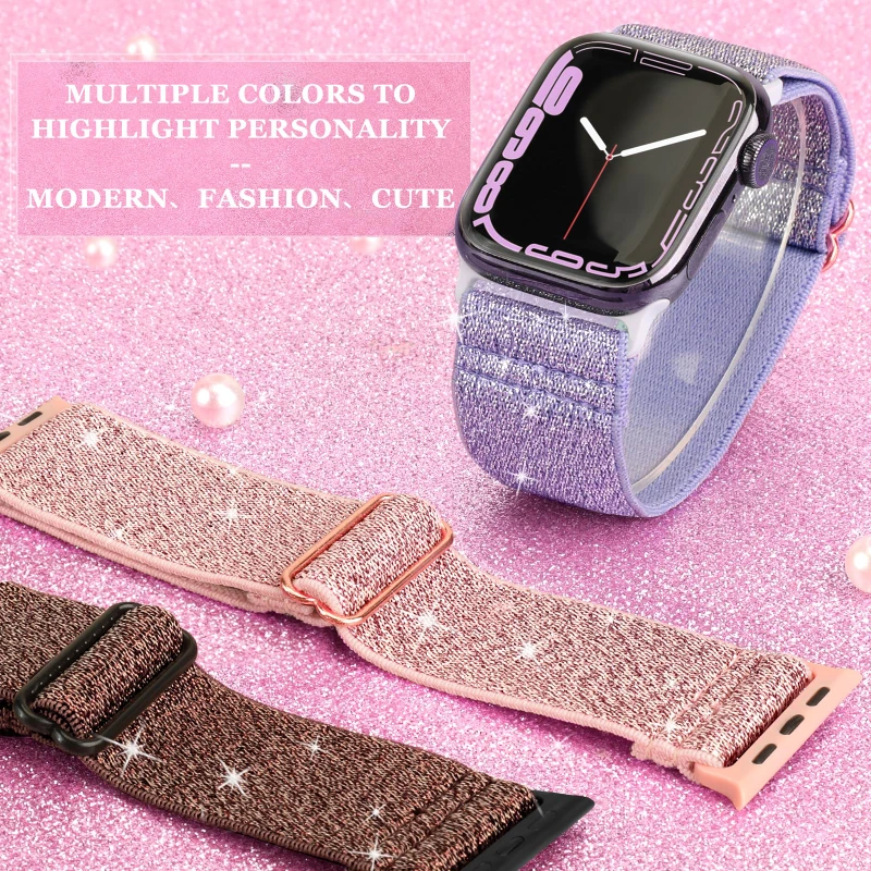 حزام نايلون لساعة أبل 41 مللي متر 40 مللي متر 44 مللي متر 45 مللي متر 49 مللي متر 42 مللي متر 46 مللي متر مطاطا ليوبارد سوار iWatch سلسلة 10 9 8 7 se 6 5 Ultra