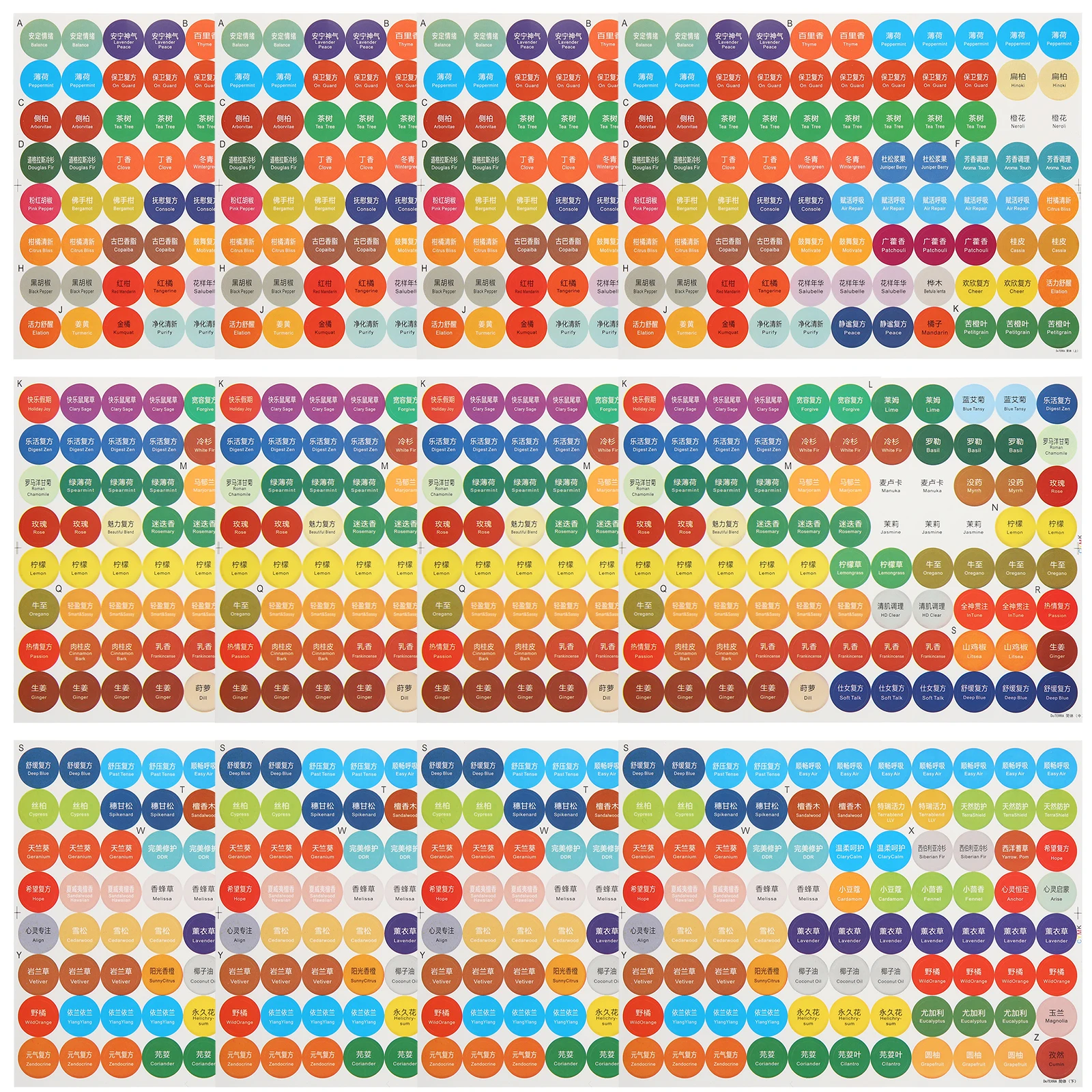 4 Sets Cap Stickers Round Labels Plastic Essential Oil Tags for Bottles Round Labels Vials Boxes Files Folders