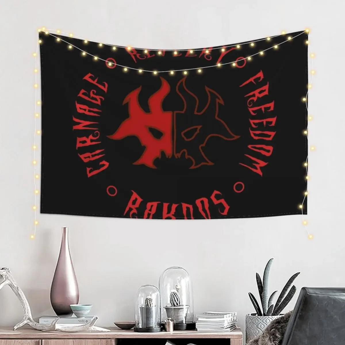 Rakdos Motto Tapestry Decorations For Your Bedroom Carpet On The Wall Wall Decorations Tapestry