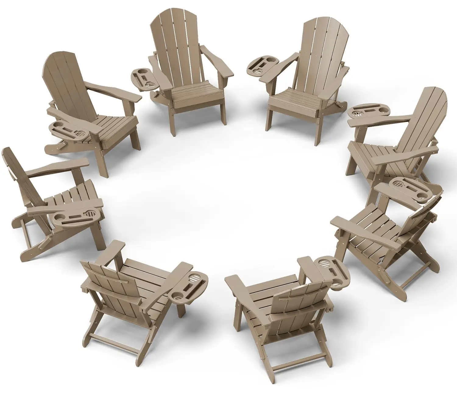 

Adirondack Chair Set of 8, HDPE Folding Adirondack Chair with Multifunctional Cup Holder, Weather Resistant Fire, Customized