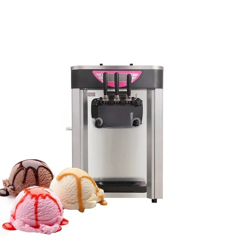 

Commercial Desktop Three Flavor Soft Ice Cream Machine Multifunctional Strawberry Sundae Machine