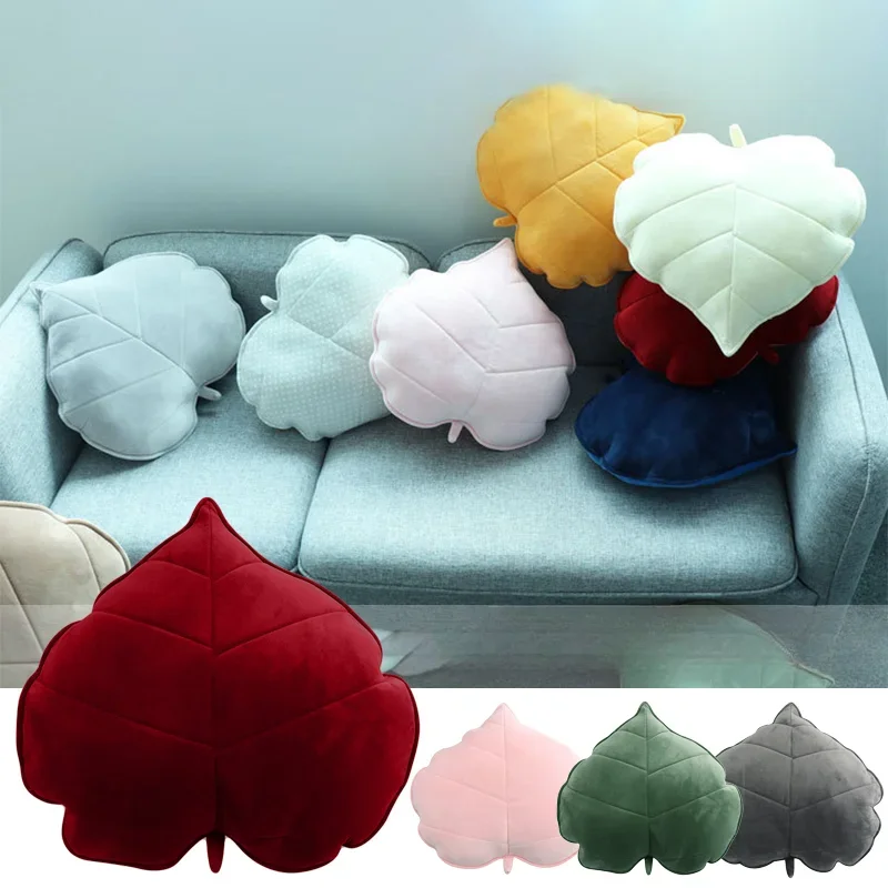 

50cm INS Nordic Leaves Pillow 3D Plants Chair Cushion Maple Leaf Floor Pillow Soft Plush Bedroom Car Cushions Home Decoration