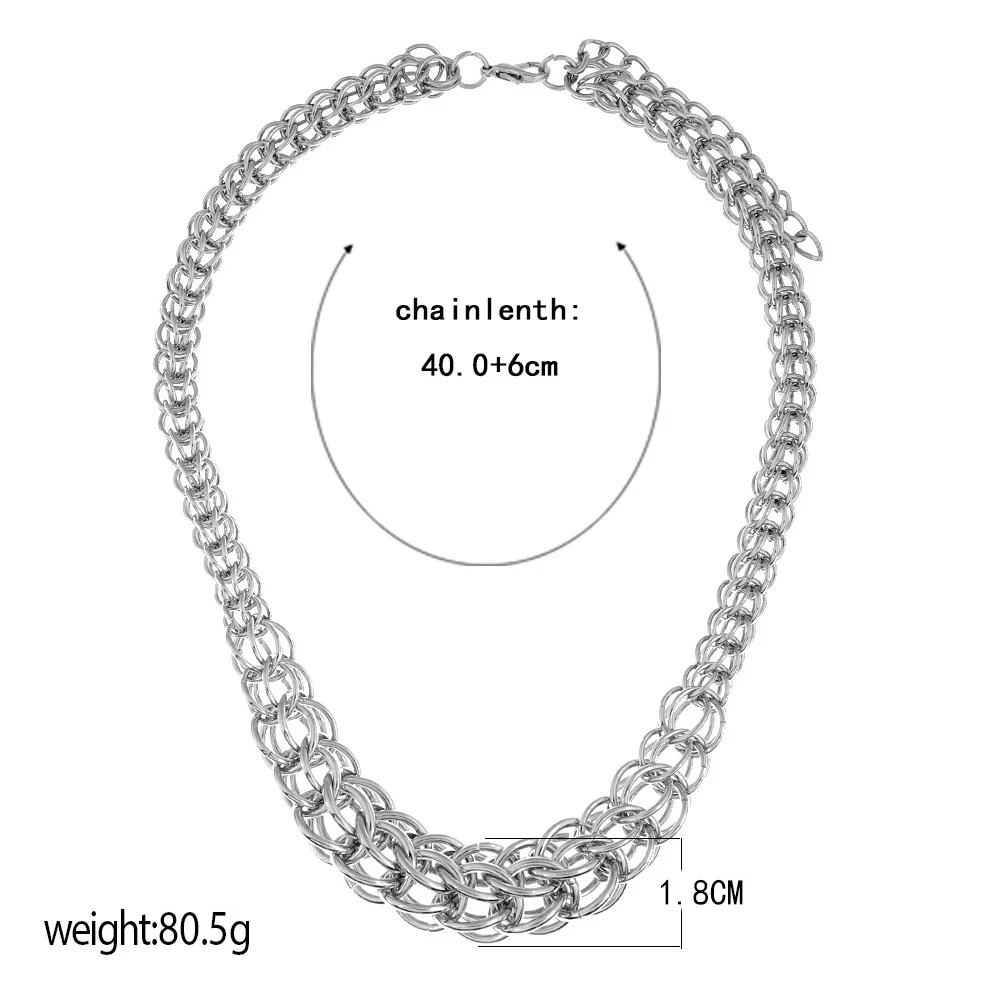 1Pcs Stylish Clavicle Chain Necklace Short Chunky Pendant Neck Jewelry for Women Men Fashion Punk Hip-Hop Stainless Steel Unisex
