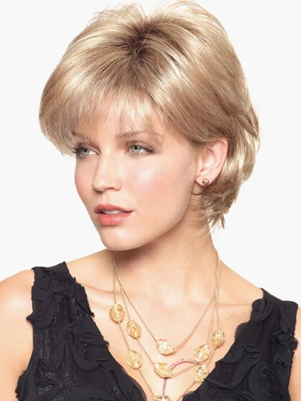 Penteados curtos loiros claros peruca real BOB natural feminina 10 polegadas