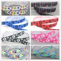 DHK 3/8inch 5yards Dog Cat Paw Printed Grosgrain Ribbon Accessories Sewing Craft Headwear DIY Decoration DIY 9mm E2173
