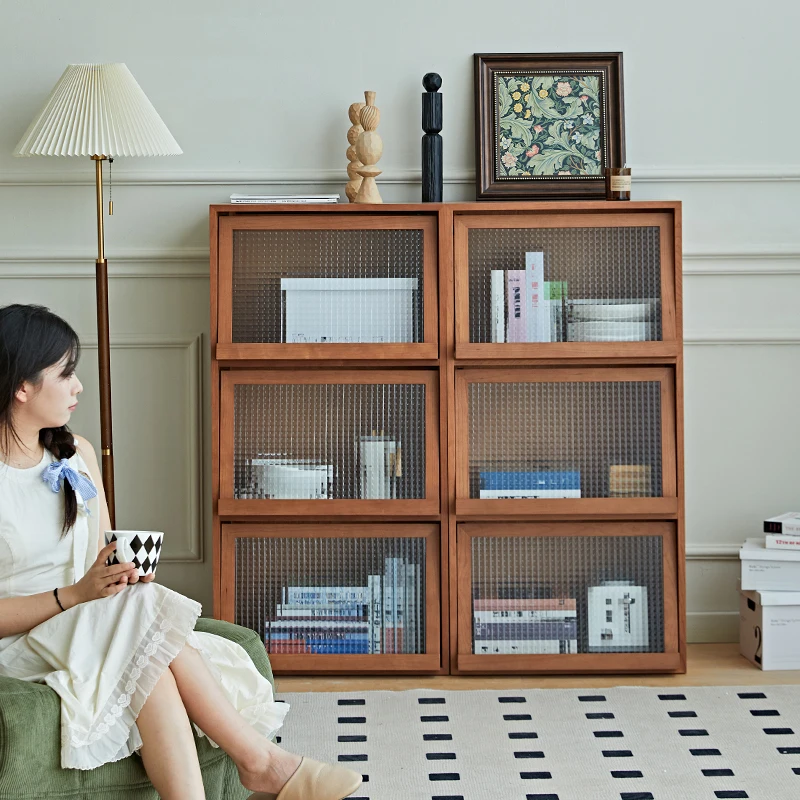 

Display cabinet, medieval style characteristic square glass storage side cabinet